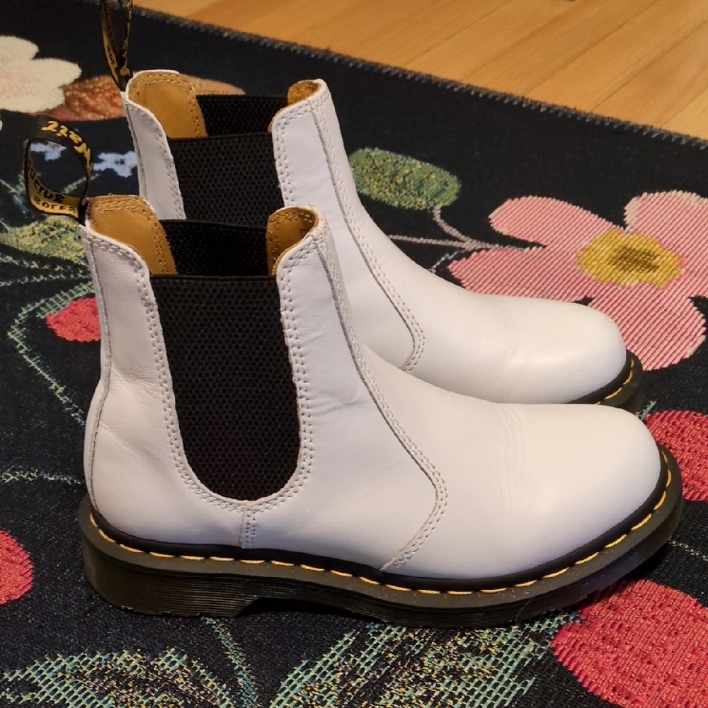 Dr. Martens White Leather Chelsea Boots